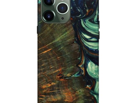 iPhone 13 Pro Max Wood+Resin Live Edge Phone Case - Charo (Green, 633176) on Sale