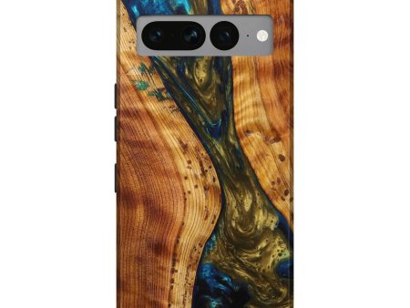 Pixel 7 Pro Wood+Resin Live Edge Phone Case - Emmye (Teal & Gold, 633274) Sale