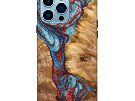 iPhone 14 Pro Max Wood+Resin Live Edge Phone Case - Hayes (Blue, 634606) on Sale