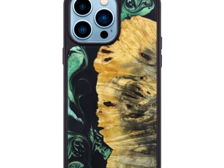 iPhone 14 Pro Max Wood+Resin Phone Case - Shreya (Green, 631732) on Sale