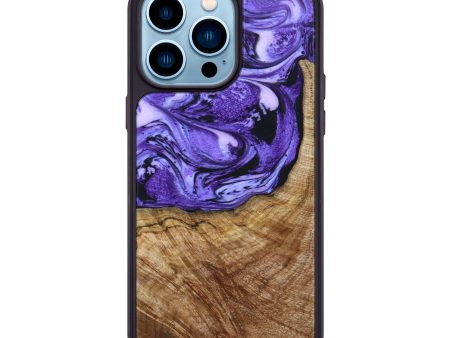 iPhone 14 Pro Max Wood+Resin Phone Case - Chastity (Purple, 631971) For Cheap