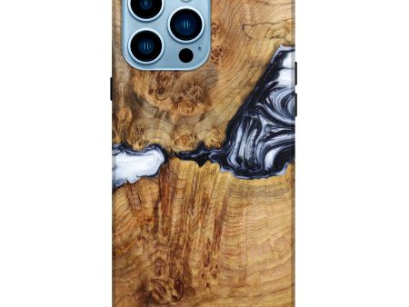 iPhone 14 Pro Max Wood+Resin Live Edge Phone Case - Harmony (Black & White, 633101) Fashion