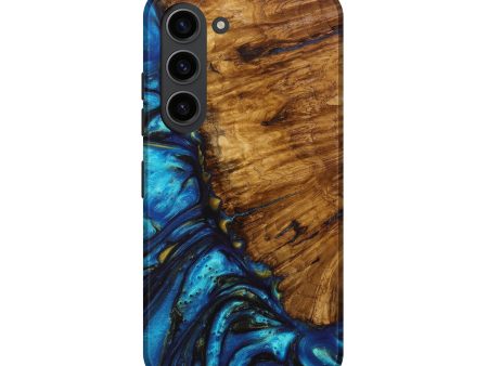 Galaxy S23 Wood+Resin Live Edge Phone Case - Glenda (Teal & Gold, 637358) For Discount