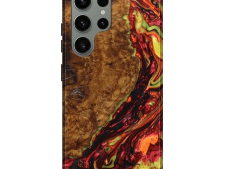 Galaxy S23 Ultra Wood+Resin Live Edge Phone Case - Benny (Red, 633058) For Cheap