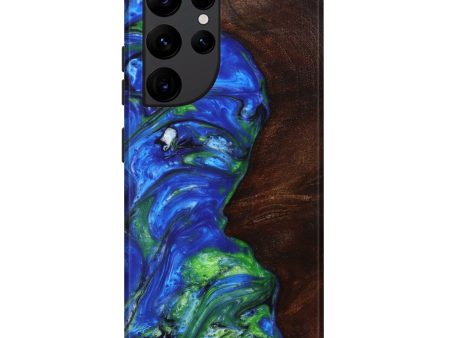 Galaxy S22 Ultra Wood+Resin Live Edge Phone Case - Lezlee (Blue, 633199) Fashion