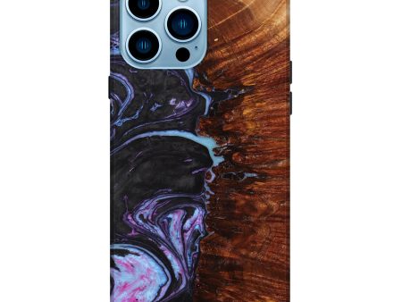 iPhone 14 Pro Max Wood+Resin Live Edge Phone Case - Maegan (Purple, 633816) For Sale