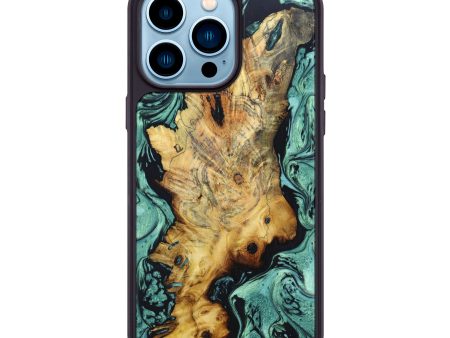 iPhone 14 Pro Max Wood+Resin Phone Case - Aloysia (Green, 633917) Online Sale