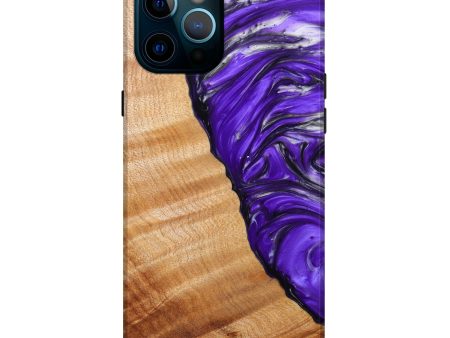 iPhone 12 Pro Max Wood+Resin Live Edge Phone Case - Nicola (Purple, 633162) For Cheap