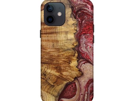 iPhone 12 mini Wood+Resin Live Edge Phone Case - Italo (Red, 633846) For Discount