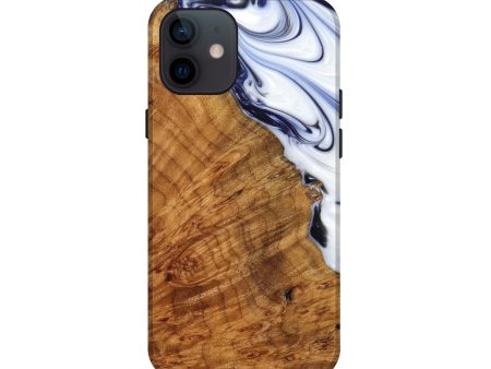 iPhone 12 mini Wood+Resin Live Edge Phone Case - Nickie (Blue, 633229) Online now