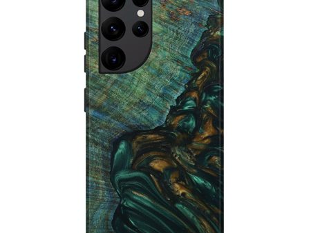 Galaxy S22 Ultra Wood+Resin Live Edge Phone Case - Kelis (Green, 632700) Cheap