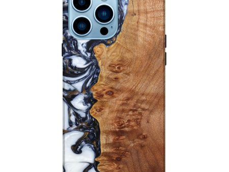 iPhone 14 Pro Max Wood+Resin Live Edge Phone Case - Syble (Black & White, 633099) Sale