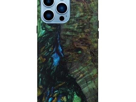 iPhone 14 Pro Max Wood+Resin Live Edge Phone Case - Suhas (Green, 633528) Online now