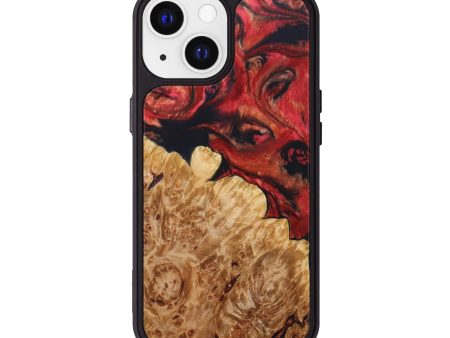 iPhone 13 Wood+Resin Phone Case - Madisyn (Red, 631982) For Sale