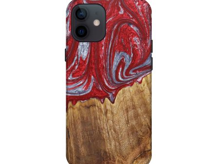 iPhone 12 mini Wood+Resin Live Edge Phone Case - Johnny (Red, 636309) Online now