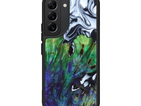 Galaxy S22 Wood+Resin Phone Case - Mya (Black & White, 632882) For Sale