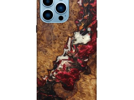 iPhone 14 Pro Max Wood+Resin Live Edge Phone Case - Aja (Red, 631401) For Cheap