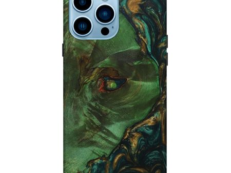 iPhone 14 Pro Max Wood+Resin Live Edge Phone Case - Johnathon (Green, 632701) Hot on Sale