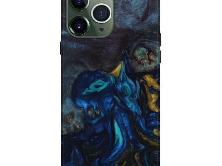 iPhone 13 Pro Max Wood+Resin Live Edge Phone Case - Erdem (Teal & Gold, 633127) Sale