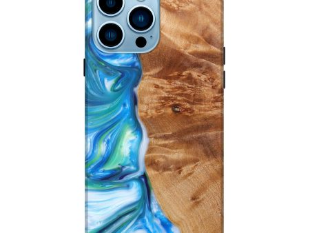 iPhone 14 Pro Max Wood+Resin Live Edge Phone Case - Mariquilla (Blue, 633286) For Discount