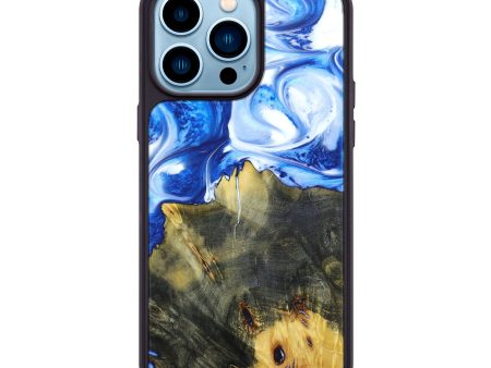 iPhone 14 Pro Max Wood+Resin Phone Case - Akram (Blue, 633554) For Discount