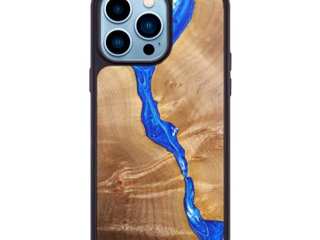 iPhone 14 Pro Max Wood+Resin Phone Case - Caylee (Blue, 637428) Supply