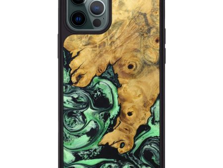 iPhone 12 Pro Max Wood+Resin Phone Case - Aspyn (Green, 632568) on Sale