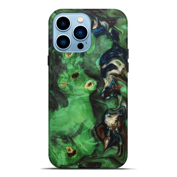 iPhone 14 Pro Max Wood+Resin Live Edge Phone Case - Kalel (Green, 631398) Online now