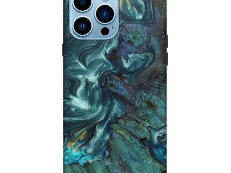 iPhone 14 Pro Max Wood+Resin Live Edge Phone Case - Sofie (Green, 631440) Hot on Sale