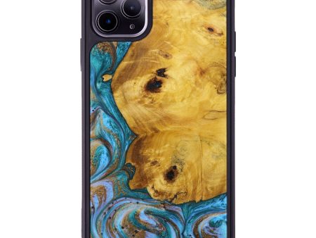 iPhone 11 Pro Max Wood+Resin Phone Case - Eartha (Teal & Gold, 633626) For Cheap