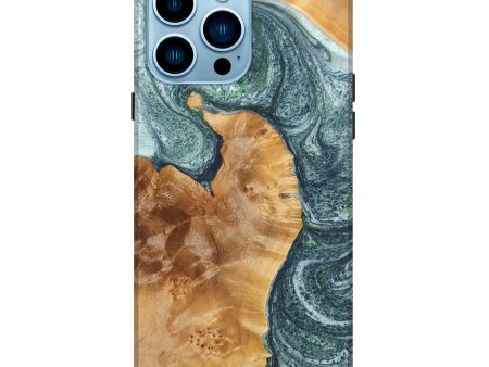 iPhone 14 Pro Max Wood+Resin Live Edge Phone Case - Braelynn (Green, 636308) on Sale