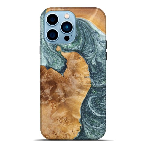 iPhone 14 Pro Max Wood+Resin Live Edge Phone Case - Braelynn (Green, 636308) on Sale