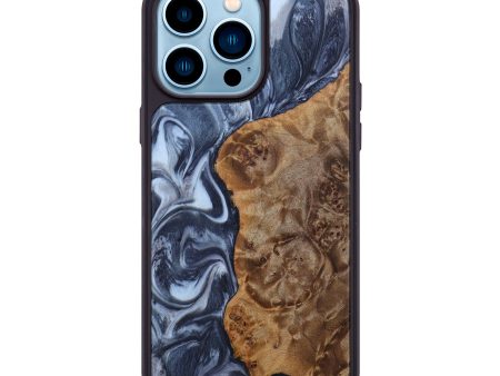 iPhone 14 Pro Max Wood+Resin Phone Case - Bonita (Black & White, 632099) Online Sale