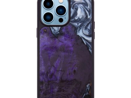 iPhone 14 Pro Max Wood+Resin Phone Case - Yessenia (Black & White, 632471) For Sale