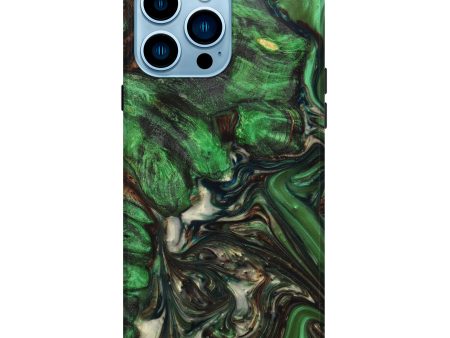 iPhone 14 Pro Max Wood+Resin Live Edge Phone Case - Cassandra (Green, 631443) For Cheap