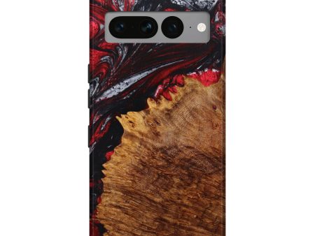 Pixel 7 Pro Wood+Resin Live Edge Phone Case - Haleigh (Red, 633242) For Cheap