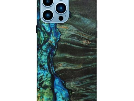 iPhone 14 Pro Max Wood+Resin Live Edge Phone Case - Ursula (Green, 631264) For Sale