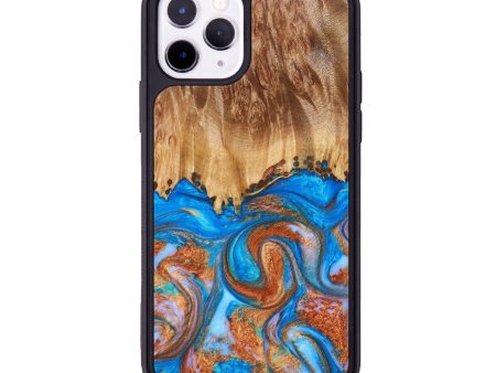 iPhone 11 Pro Wood+Resin Phone Case - Wilson (Teal & Gold, 633635) Online Sale