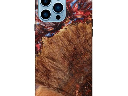 iPhone 14 Pro Max Wood+Resin Live Edge Phone Case - Dahlia (Red, 637249) Discount