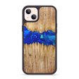 iPhone 14 Plus Wood+Resin Phone Case - Ansley (Blue, 632416) For Sale