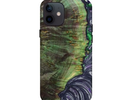 iPhone 12 mini Wood+Resin Live Edge Phone Case - Dian (Green, 633240) For Cheap