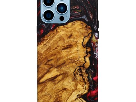 iPhone 14 Pro Max Wood+Resin Live Edge Phone Case - Marinette (Red, 633149) Discount