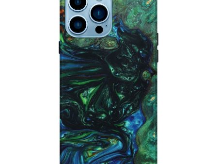 iPhone 14 Pro Max Wood+Resin Live Edge Phone Case - Cariotta (Green, 633281) Online Sale