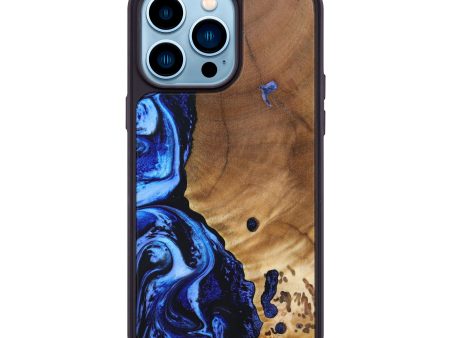 iPhone 14 Pro Max Wood+Resin Phone Case - Brinley (Blue, 632052) Fashion