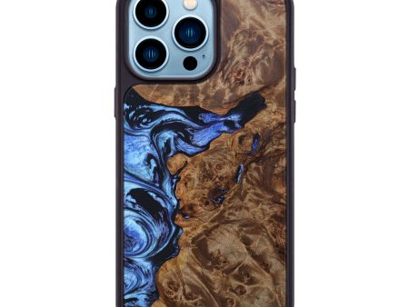 iPhone 14 Pro Max Wood+Resin Phone Case - Canaan (Blue, 632078) Online now