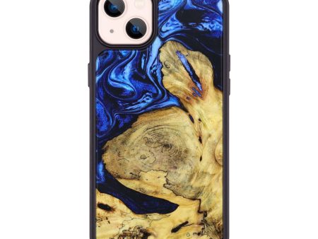 iPhone 14 Plus Wood+Resin Phone Case - Alecia (Blue, 632090) Sale